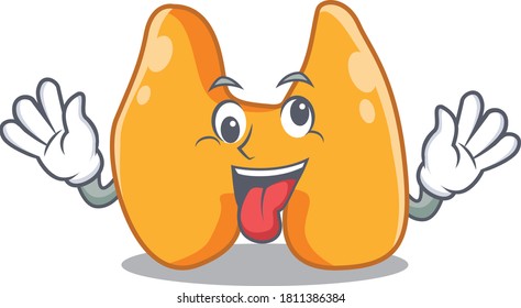 A mascot design of thyroid having a funny crazy face
