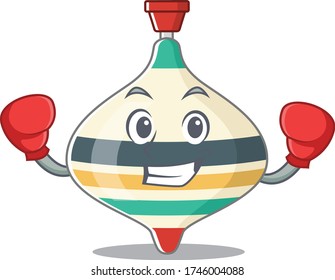 Mascot design of top toy as a sporty boxing athlete