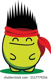 Mascot design  vector of asian green village warrior