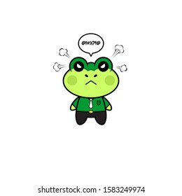 Mascot Design Vector Frog Businessman with Angry Face