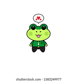 Mascot Design Vector Frog Businessman with Tongue