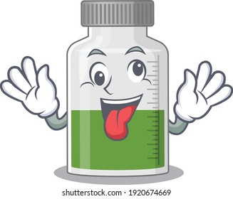 A mascot design of vitamin syrup having a funny crazy face