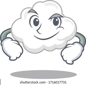A mascot design of white cloud having confident gesture