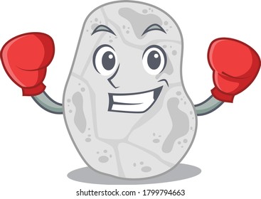 Mascot design of white planctomycetes as a sporty boxing athlete