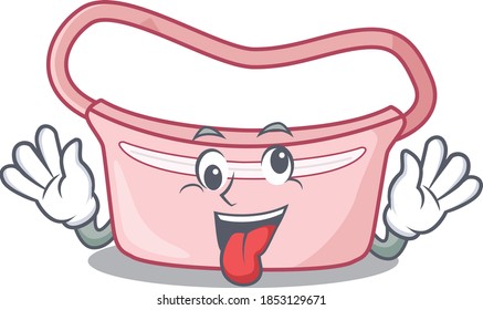 A mascot design of women waist bag having a funny crazy face