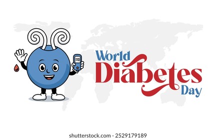 Mascot design for World Diabetes Day. World Diabetes Day illustration promoting awareness, prevention, and management of diabetes. Ideal for campaigns on diabetes education