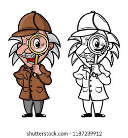 mascot detective with magnifier