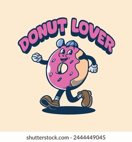 mascot donut with retro style good for t shirt design