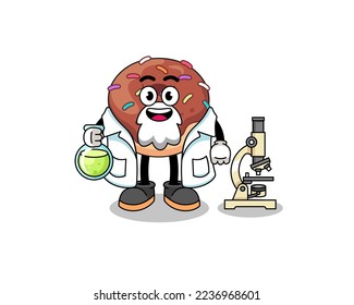 Mascot of donuts as a scientist , character design