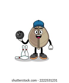 Mascot of dried leaf as a bowling player , character design
