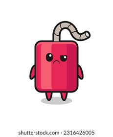 la mascota de la dinamita con cara escéptica, diseño de estilo lindo para camiseta, pegatina, elemento logo