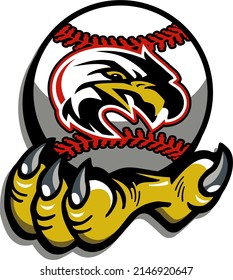 mascot eagle claw holding baseball for school, college or league	