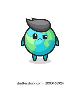 the mascot of the earth with sceptical face , cute style design for t shirt, sticker, logo element