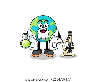 Mascot of earth as a scientist , character design