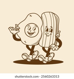 mascot egg and bacon good for food mascot, restaurant mascot, poster, t shirt design, groovy mascot, etc