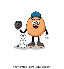 Mascot of egg as a bowling player , character design