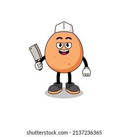 Mascot of egg as a butcher , character design