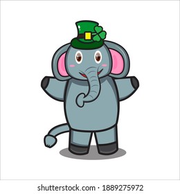 mascot elephant wearing saint patrick hat vector design eps 10