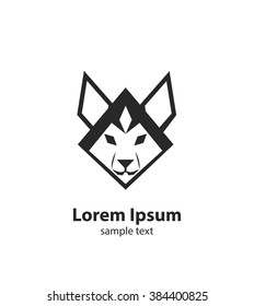 Mascot, emblem, symbol siberian husky dog head on white background, vector illustration