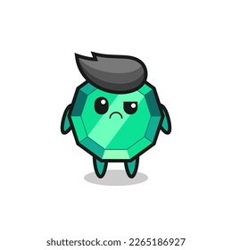the mascot of the emerald gemstone with sceptical face , cute style design for t shirt, sticker, logo element