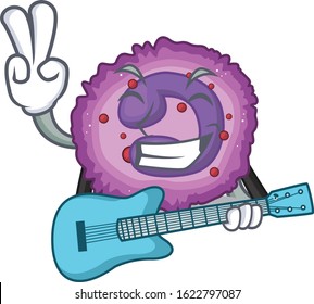 A mascot of eosinophil cell performance with guitar