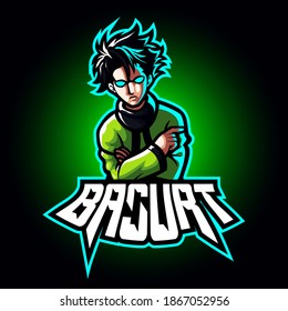 Mascot esport character logo gaming green jacket costume ninja modern   Logo gaming for team squad 