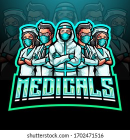 The mascot esport logo of the medical team fighting the corona virus