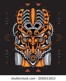 mascot esport robot head with geometric background