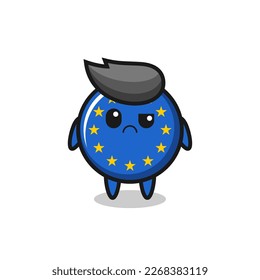 the mascot of the europe flag badge with sceptical face , cute style design for t shirt, sticker, logo element