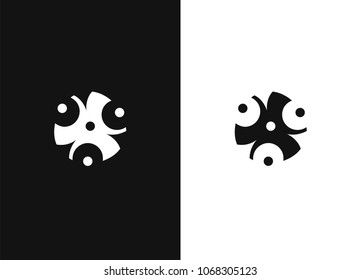 Mascot, executed in the form of logo. Magic sign. Circular geometric shape. Cosmic vector flower.