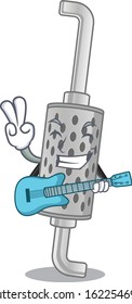 A mascot of exhaust pipe performance with guitar