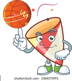 Mascot of exploding confetti cartoon character style with basketball