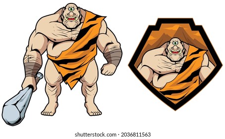 Mascot with fantasy Cyclops monster in 2 versions.