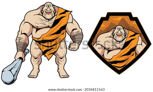 Mascot with\
fantasy Cyclops monster in 2\
versions.