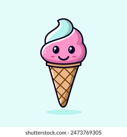 The mascot features a happy facial expression, and memorable visual elements aim to attract the attention of customers, especially children, and create a friendly and fun impression of the ice cream 