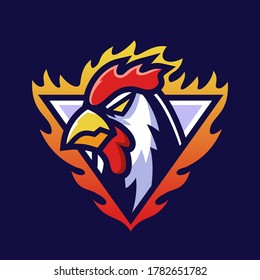 Mascot Fire Chicken sport logo design