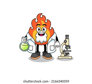 Mascota del fuego como científico, diseño de carácter