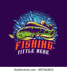 mascot fising illustration template vector