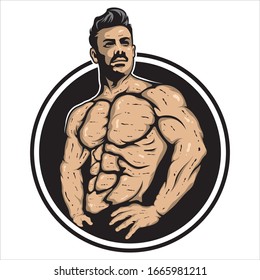 mascot fitness logo design vector