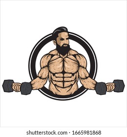 mascot fitness logo design vector