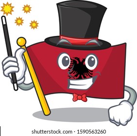 Mascot of flag albania Scroll performance as a Magician style