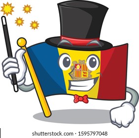 Mascot of flag andorra Scroll performance as a Magician style