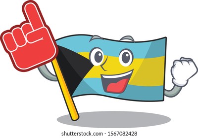 Mascot flag bahamas with in foam finger character