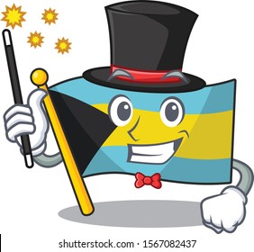 Mascot flag bahamas with in magician character