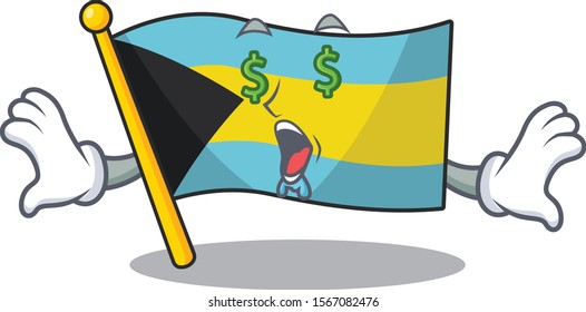 Mascot flag bahamas with in money eye character