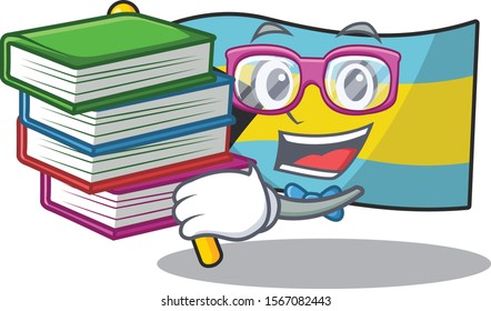Mascot flag bahamas with in student bring book character