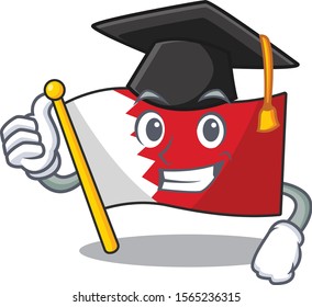 Mascot flag bahrain with in graduation hat character