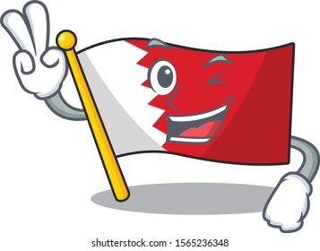 Mascot flag bahrain with in two finger character