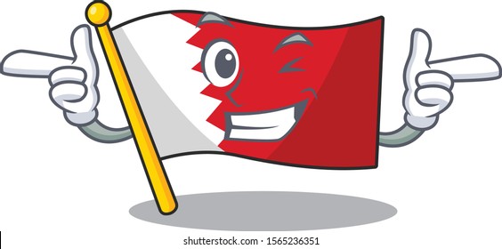 Mascot flag bahrain with in wink character