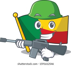 A mascot of flag benin Scroll Army with machine gun
